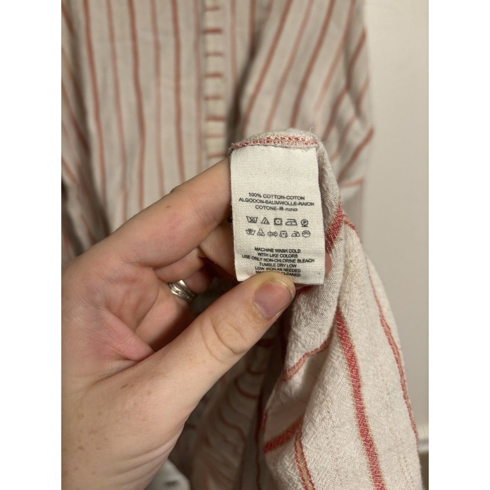 Free People Medium Pencil Stripe Night Shirt Gown Cotton Cottage Minimal Lagen - Picture 7 of 8